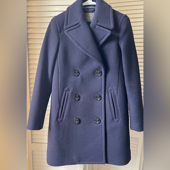 J. Crew Stadium Cloth Nello Gori Wool Navy Blue Size 0 - Picture 2 of 7